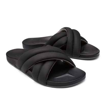 OluKai Hila Women’s Beach Slide Sandals - Black