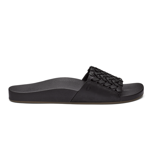 OluKai Kāmola Women’s Leather Slide Sandals - Black