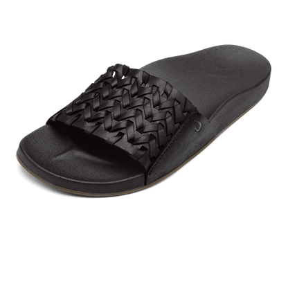 OluKai Kāmola Women’s Leather Slide Sandals - Black