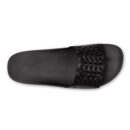 OluKai Kāmola Women’s Leather Slide Sandals - Black