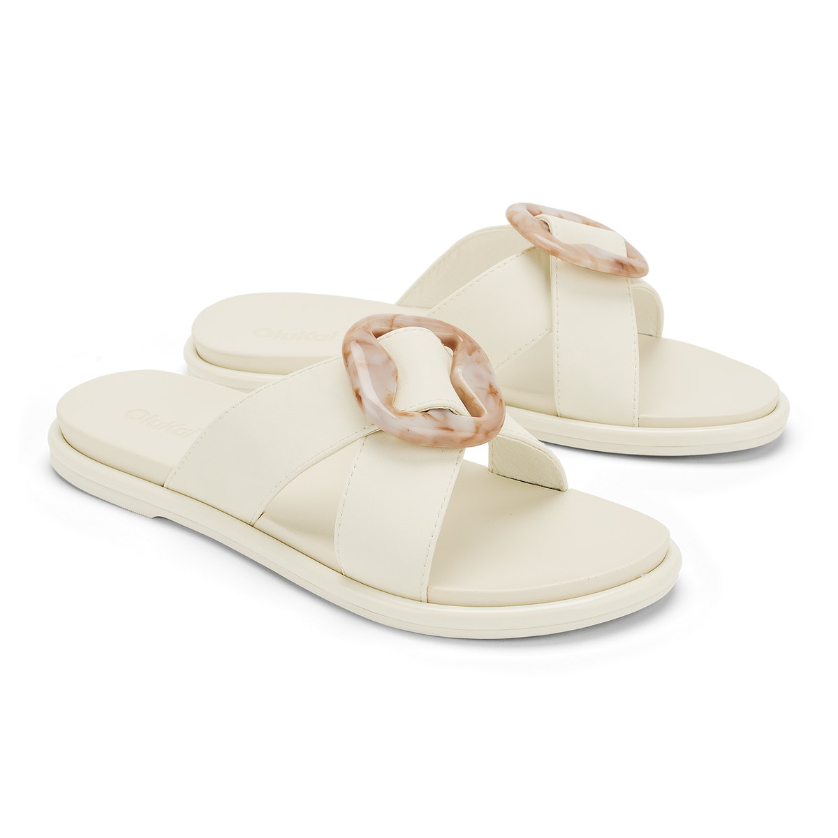 OluKai La‘i Slide Women’s Slide Beach Sandals - White Sand