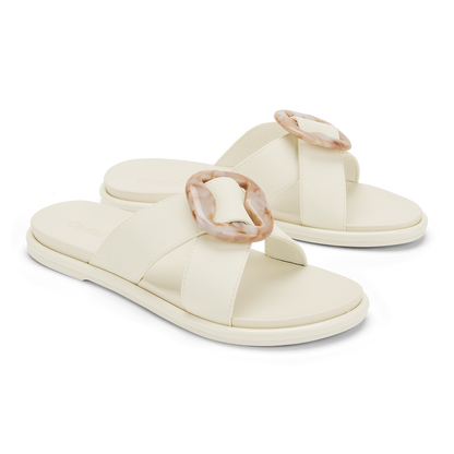 OluKai La‘i Slide Women’s Slide Beach Sandals - White Sand