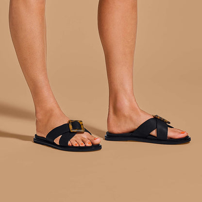 OluKai La‘i Slide Women’s Slide Beach Sandals - Black