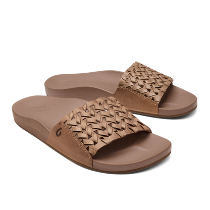 OluKai Kāmola Women’s Leather Slide Sandals - Tan