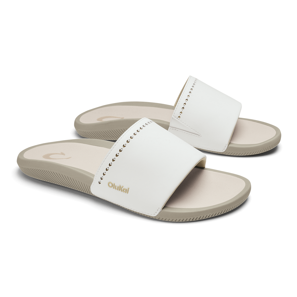 OluKai Ulele Slide - Bright White / Tapa