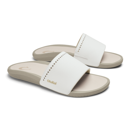 OluKai Ulele Slide - Bright White / Tapa