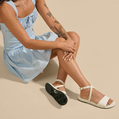 OluKai Tiare Wrap Women’s Leather Sandals - White Sand
