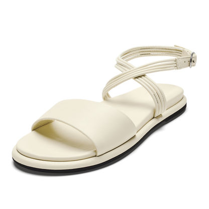 OluKai Tiare Wrap Women’s Leather Sandals - White Sand
