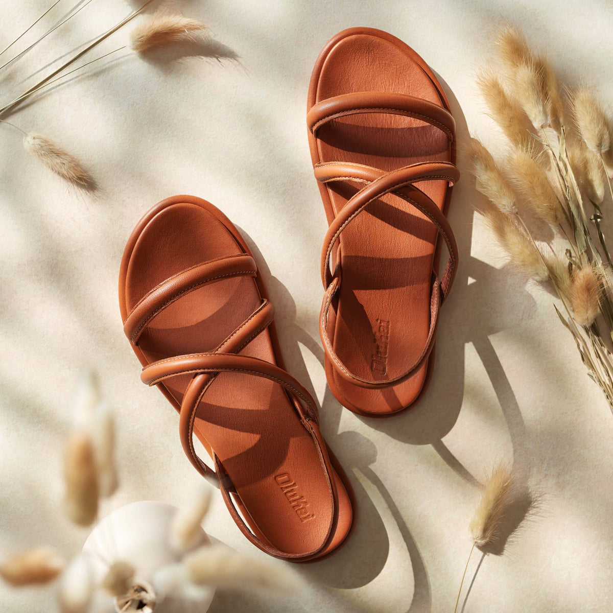 OluKai Tiare Strappy Women’s Leather Sandals - Fox