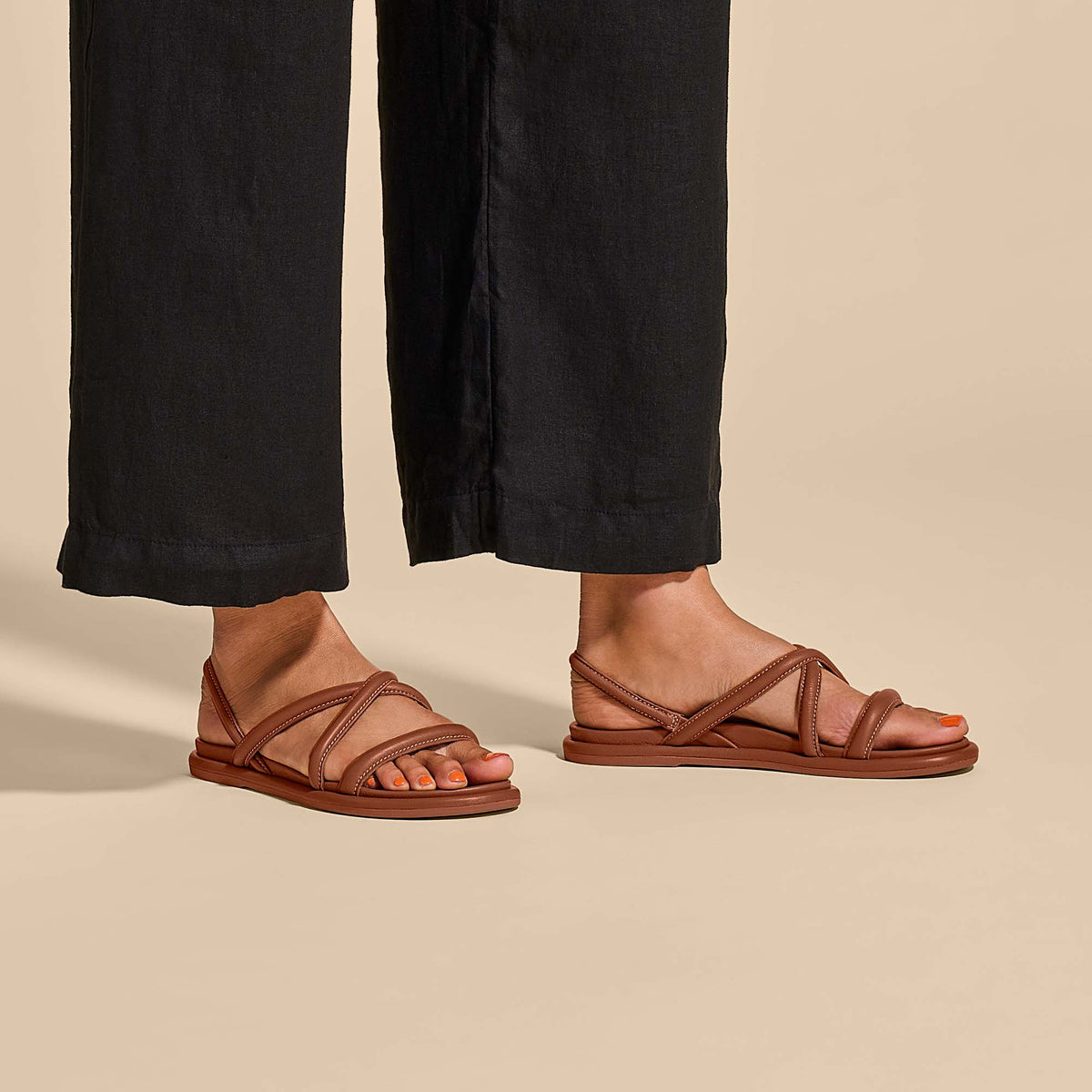 OluKai Tiare Strappy Women’s Leather Sandals - Fox